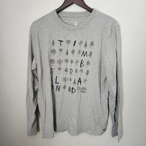 Timberland Graphic Tee Long Sleeve T-shirt Light Gray Crewneck Casual Neutral